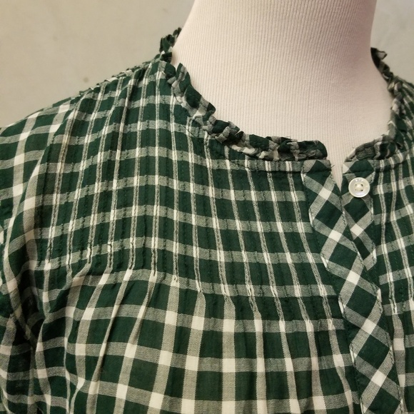 J.Crew green checkered top (G21) - Picture 3 of 7